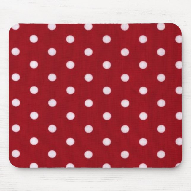 Red Polka Dot Print Mouse Pad (Front)