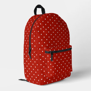 Red polka dot printed backpack
