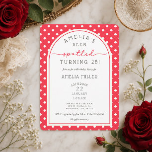 Red Polka Dot Spotted Adult Birthday Invitation