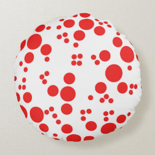 Red polka dots abstract art throw pillow