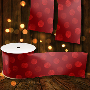   Red Polka Dots Abstract Modern Elegant Christmas Satin Ribbon