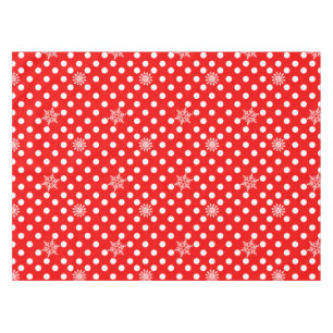 Red polka dots and snowflakes pattern tablecloth