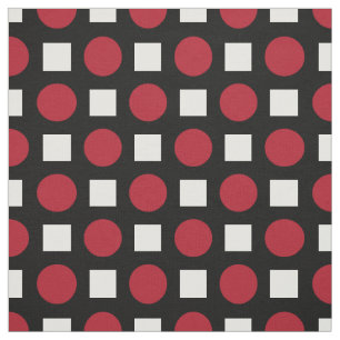 Red polka dots and white squares fabric