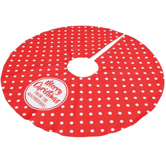 Red Polka Dots Christmas Tree Skirt (Angled)
