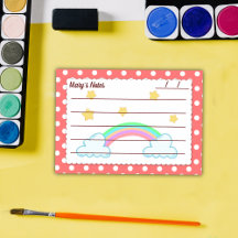 Red polka dots, cute stars & rainbows 4" x 3"