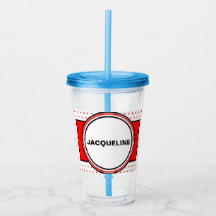 Red Polka Dots Family Reunion Name Acrylic Tumbler