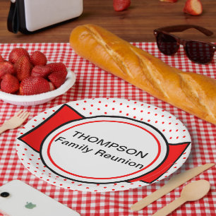 Red Polka Dots Family Reunion Paper Plate