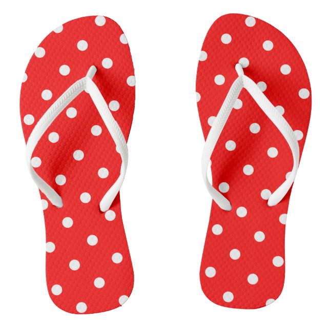 Red Polka Dots Flip Flops (Footbed)