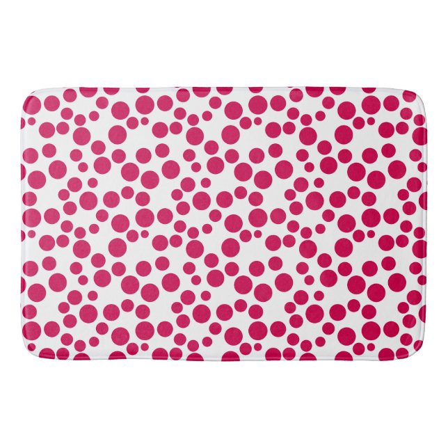 red polka dots on a white background bath mat (Front)