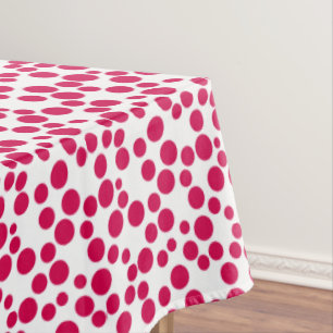 red polka dots on a white background tablecloth