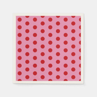 Red Polka Dots on Pink Napkin
