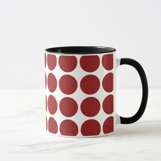 Red Polka Dots on White Mug (Right)