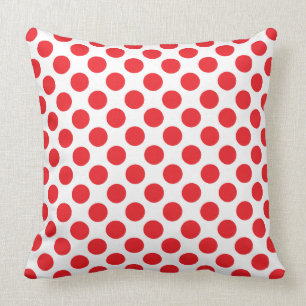 Red Polka Dots On White Throw Pillow, 20" x 20" Cushion