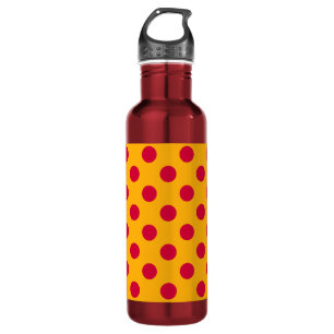 Red polka dots on yellow 710 ml water bottle