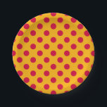 Red polka dots on yellow paper plate<br><div class="desc">Red polka dots on yellow</div>
