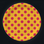 Red polka dots on yellow paper plate<br><div class="desc">Red polka dots on yellow</div>