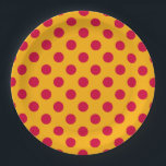 Red polka dots on yellow paper plate<br><div class="desc">Red polka dots on yellow</div>