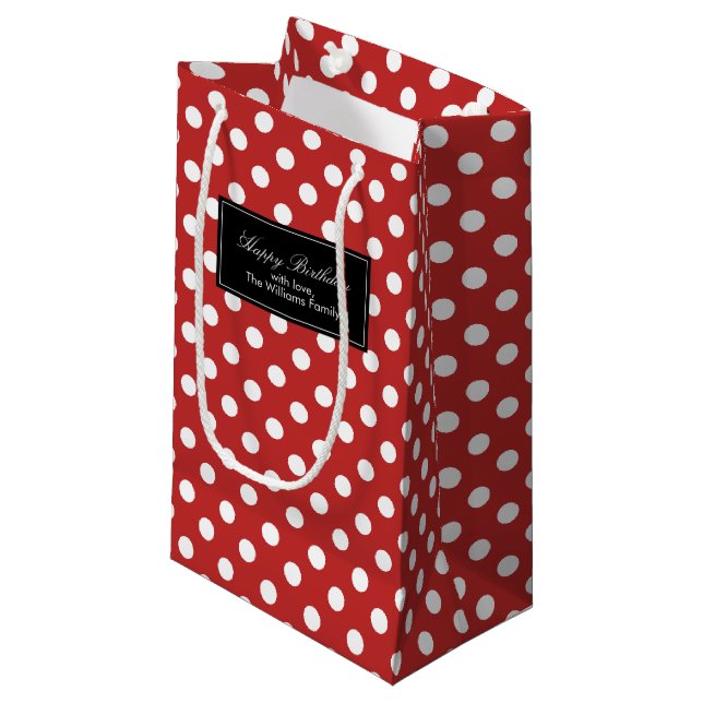 Red Polka Dots Pattern Small Gift Bag (Front Angled)
