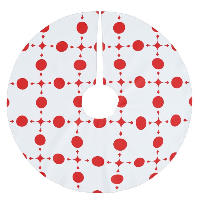Red Polka Dots, Polka Dot Pattern, Dots, Dotted Brushed Polyester Tree Skirt (Front)