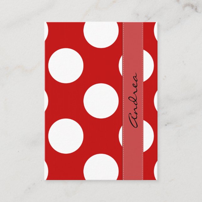 Red Polka Dots, Polka Dot Pattern, Dots, Dotted Business Card (Front)