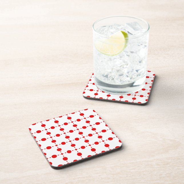 Red Polka Dots, Polka Dot Pattern, Dots, Dotted Coaster (Right Side)