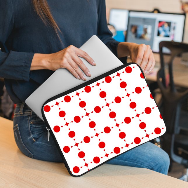 Red Polka Dots, Polka Dot Pattern, Dots, Dotted Laptop Sleeve (Creator Uploaded)