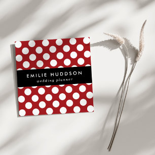 Red Polka Dots, Polka Dot Pattern, Dots, Dotted Square Business Card