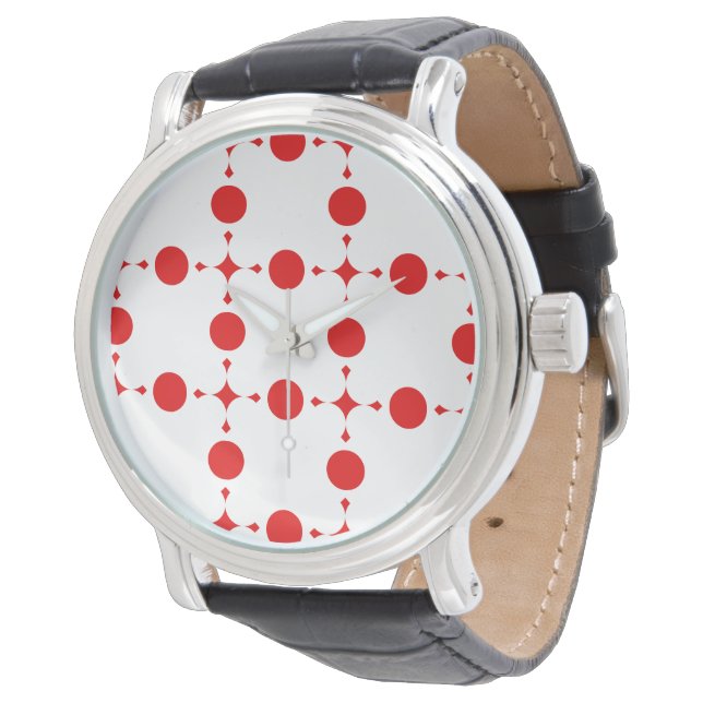 Red Polka Dots, Polka Dot Pattern, Dots, Dotted Watch (Angled)