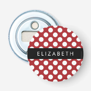 Red Polka Dots, Polka Dot Pattern, Your Name Bottle Opener