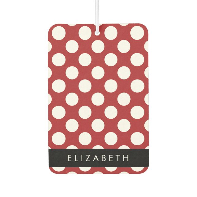 Red Polka Dots, Polka Dot Pattern, Your Name Car Air Freshener (Front)