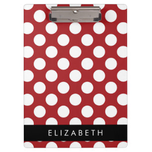 Red Polka Dots, Polka Dot Pattern, Your Name Clipboard