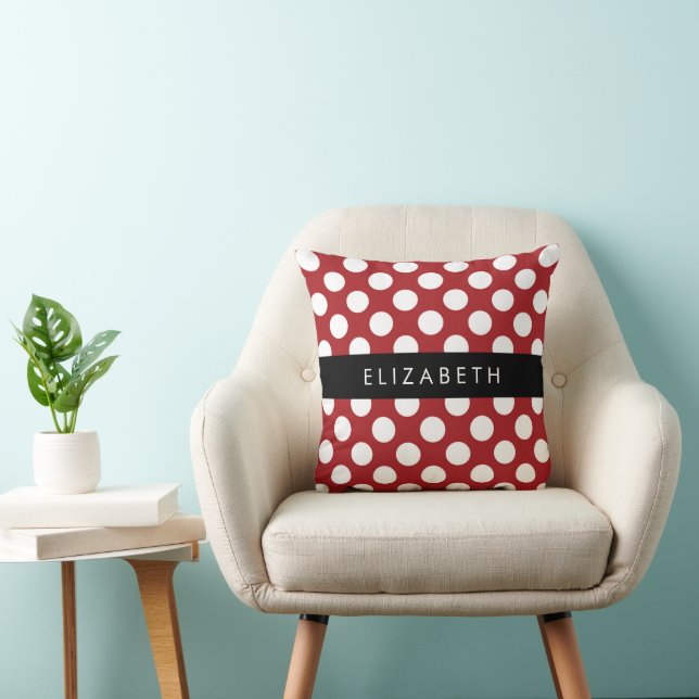 Red Polka Dots, Polka Dot Pattern, Your Name Cushion (Chair)