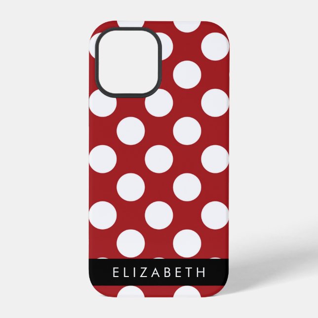 Red Polka Dots, Polka Dot Pattern, Your Name iPhone Case (Back)