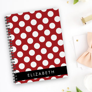Red Polka Dots, Polka Dot Pattern, Your Name Notebook