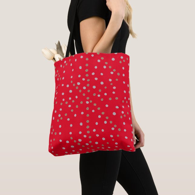 Red Polka Dots  Tote Bag (Close Up)