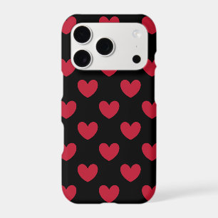 Red polka hearts on black