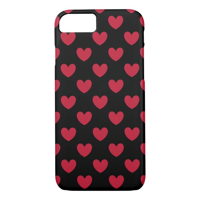 Red polka hearts on black Case-Mate iPhone case (Back)