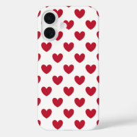 Red polka hearts on white Case-Mate iPhone case
