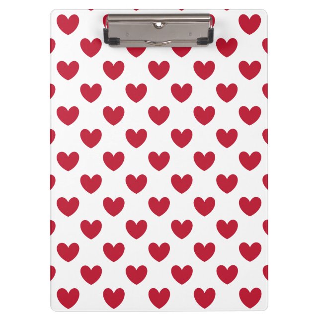 Red polka hearts on white clipboard (Front)