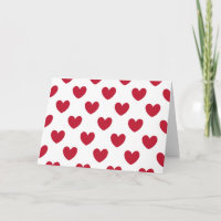 Red polka hearts on white