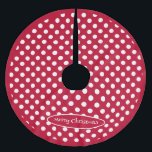 Red   Polka White Dots Brushed Polyester Tree Skirt<br><div class="desc">Be the centre of attention with Polka Dot Red and show off your retro style by adding a touch of colour and fun to your special brunchs!
Customise it!
©Mia Valdez</div>