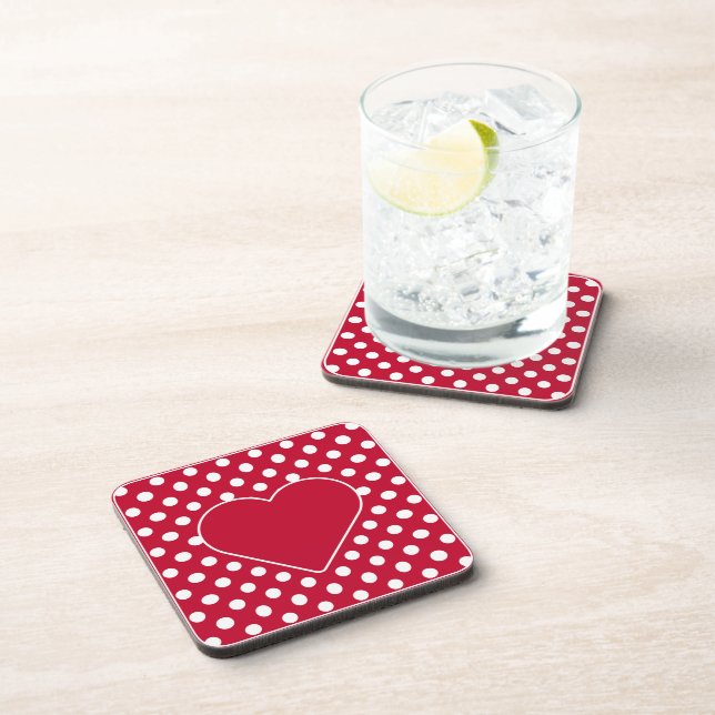 Red + Polka White Dots Coaster (Right Side)