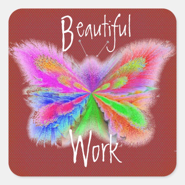 Red Polkadot Butterfly Square Sticker (Front)