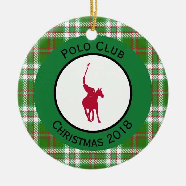 Red Polo Horse Ceramic Tree Decoration (Front)