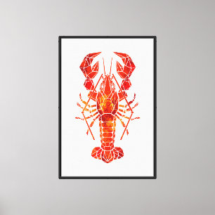 Red polygonal lobster canvas print
