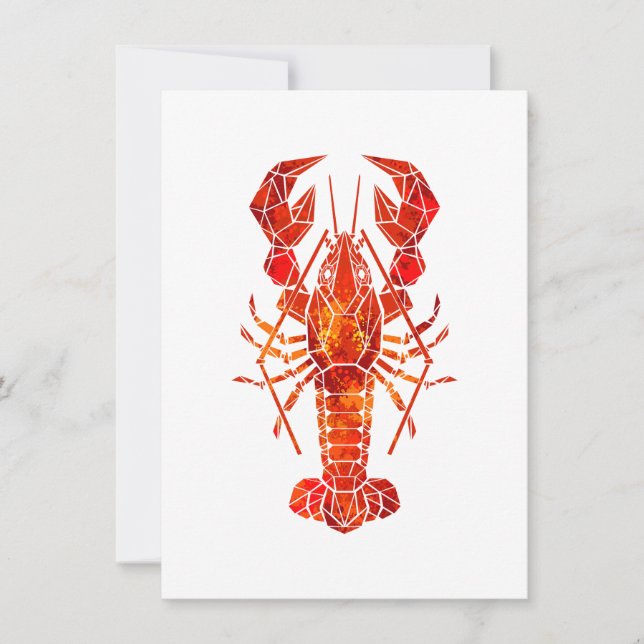 Red polygonal lobster card (Front)