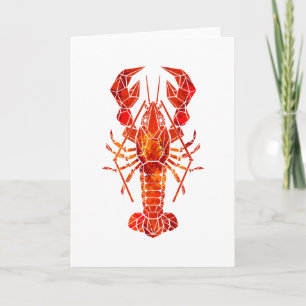 Red polygonal lobster card