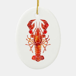 Red polygonal lobster ceramic tree decoration