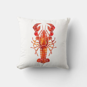 Red polygonal lobster cushion