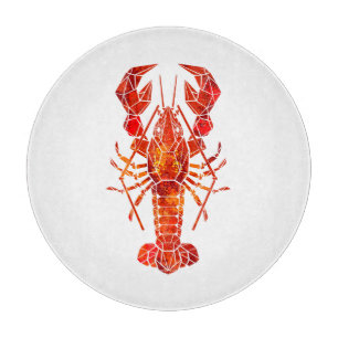 Red polygonal lobster cutting board